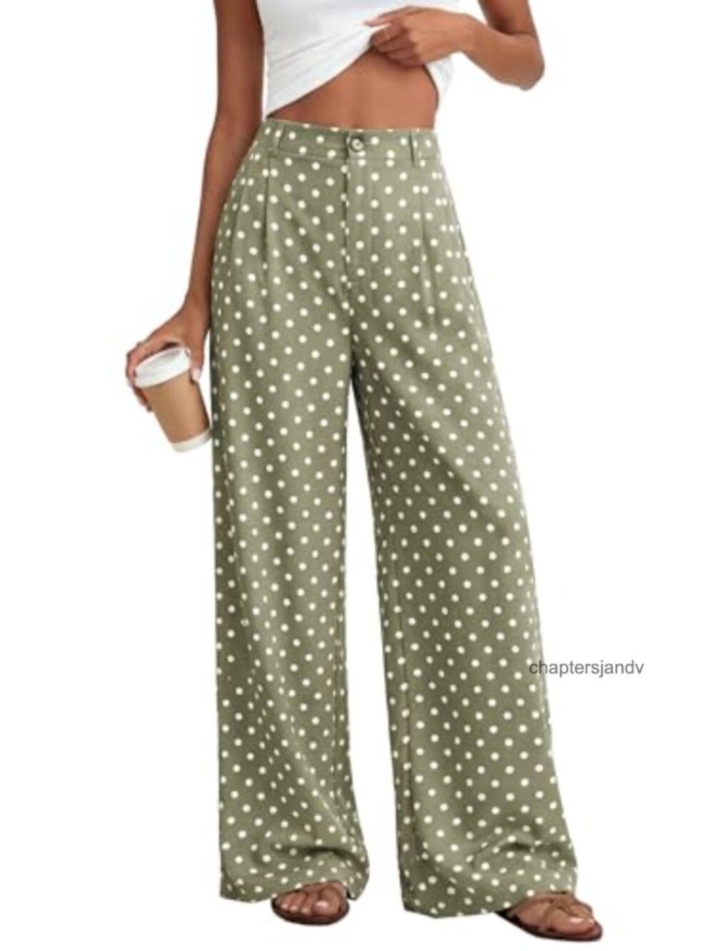 KIRUNDO Women's Wide Leg Palazzo Pants Lightweight Polka Dot Flowy Trousers